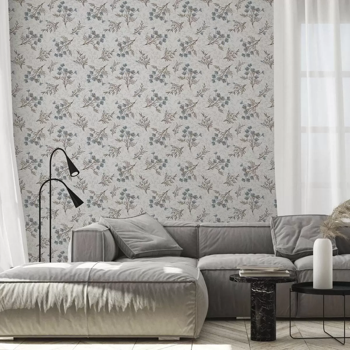 Wallpaper Small blue flowers with brown branches a00265