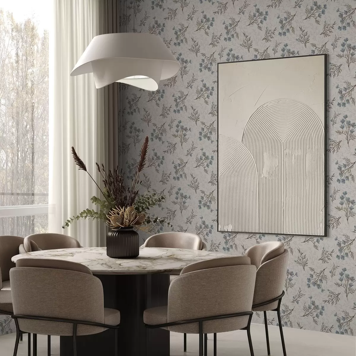 Wallpaper Small blue flowers with brown branches a00265