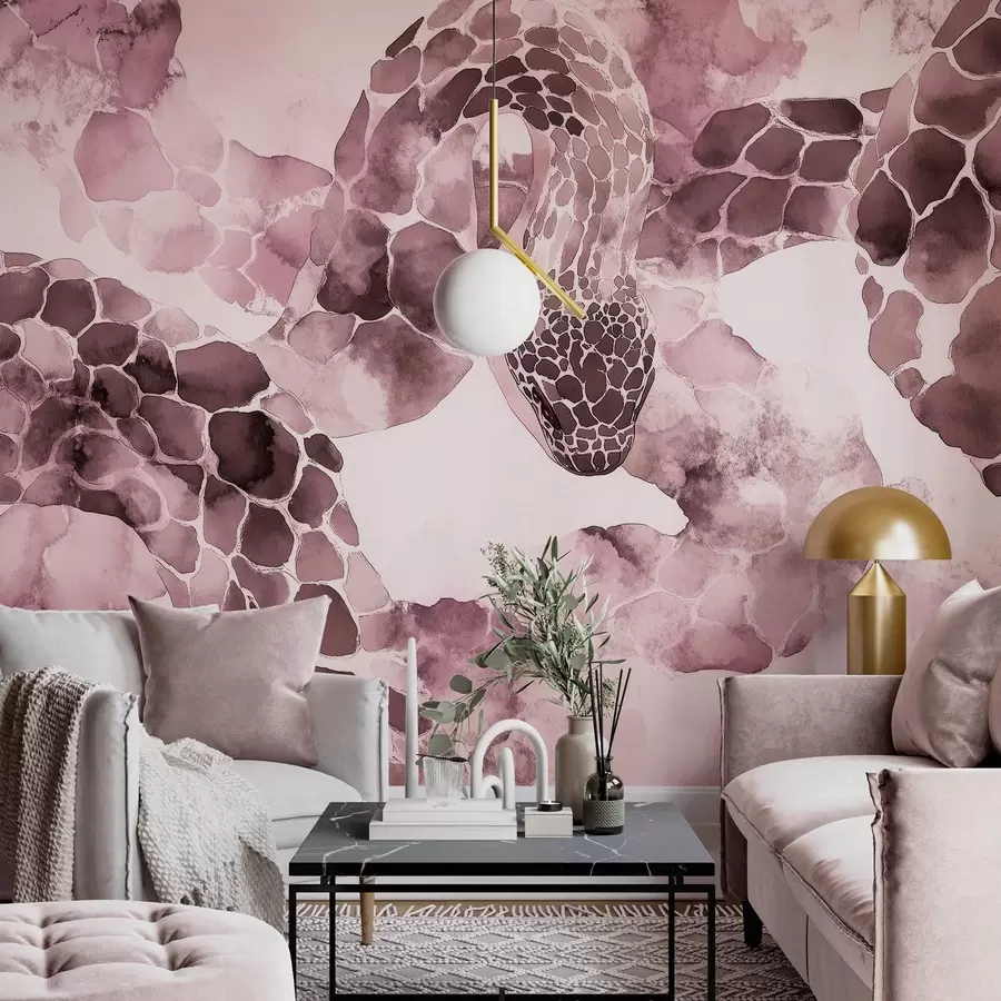 wall murals Snake silhouette, watercolor style, burgundy colors w04113v1