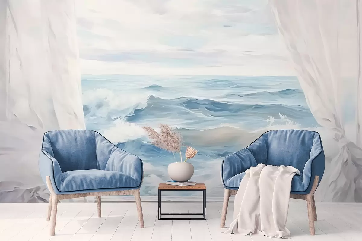 wall murals View from the window to the sea w04230