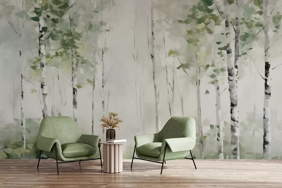 wall murals Deciduous forest imitation painting w04234