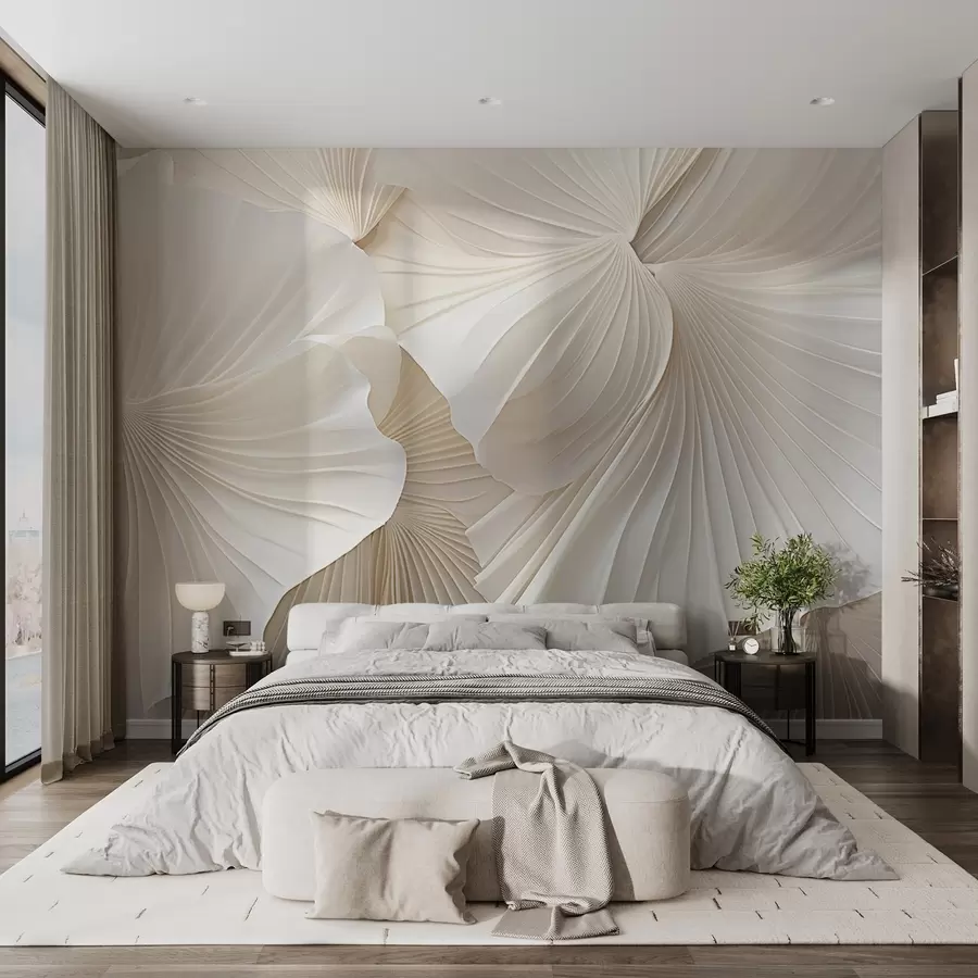wall murals petals, flowers, white, cream, texture, tenderness, decorative w04216
