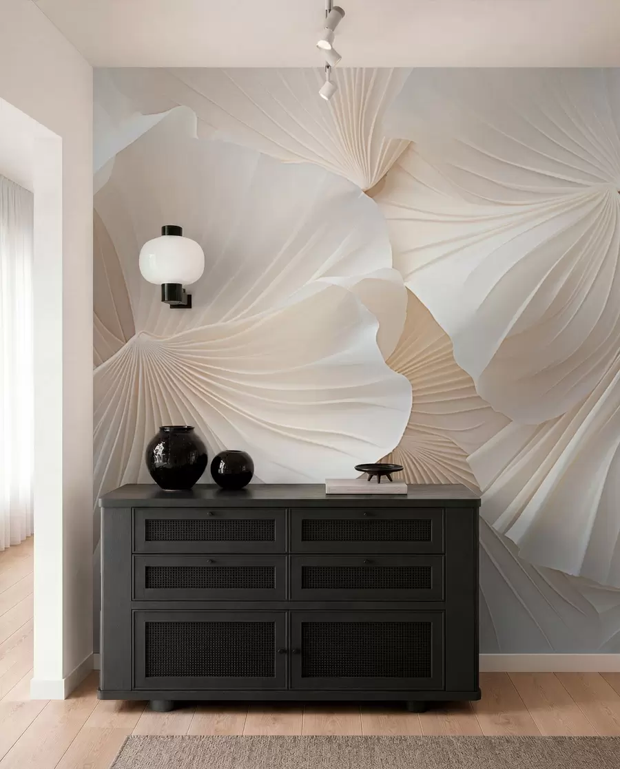 wall murals petals, flowers, white, cream, texture, tenderness, decorative w04216