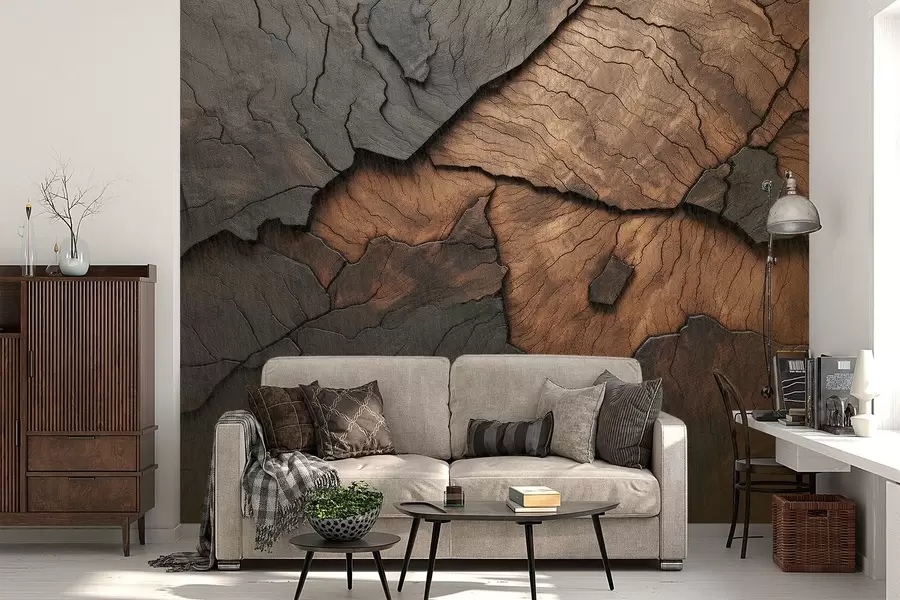 wall murals wood, texture, cracks, dark, bark, surface w04237