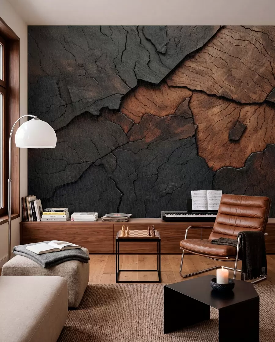 wall murals wood, texture, cracks, dark, bark, surface w04237