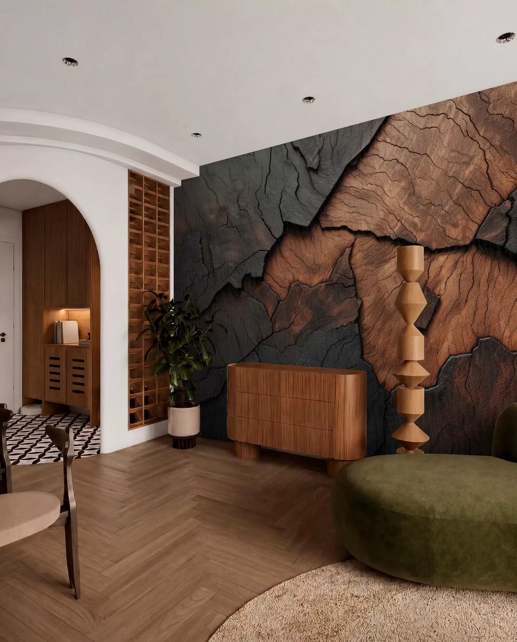 wall murals wood, texture, cracks, dark, bark, surface w04237