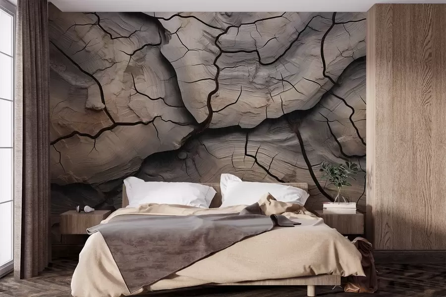 wall murals wood, cracks, light, texture, bark, natural w04238