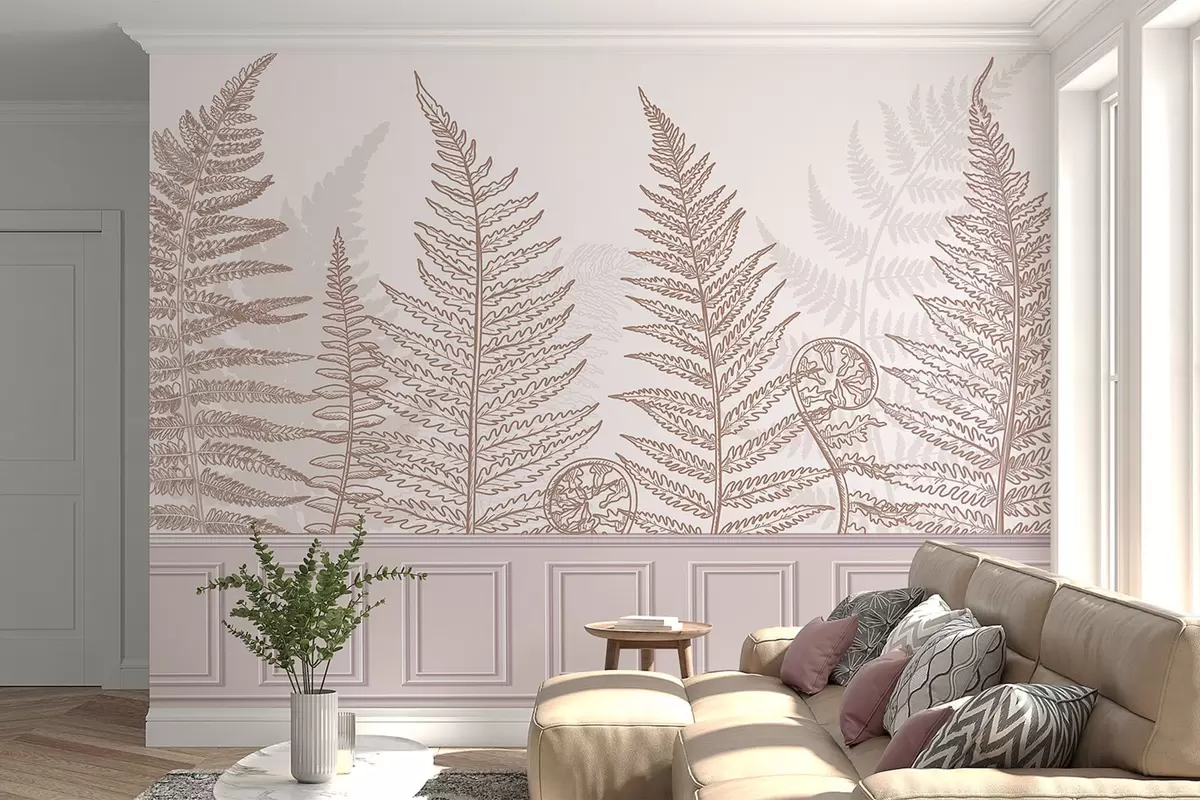 wall murals leaves, plants, fern, light, botanical, graphic w04239v1