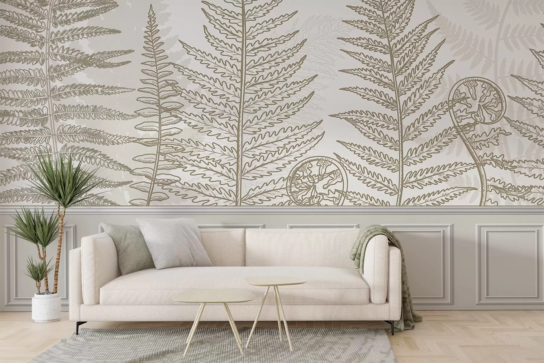 wall murals leaves, plants, fern, light, botanical, graphic w04239v2