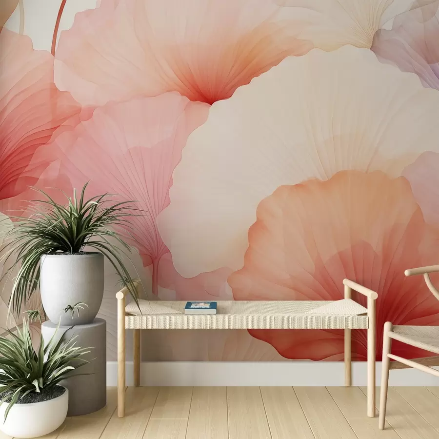 wall murals flowers, petals, pink, pastel, tenderness, lightness w04256