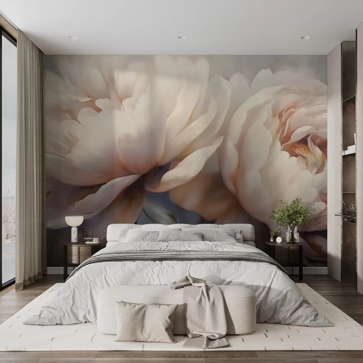 wall murals Delicate peonies w04225