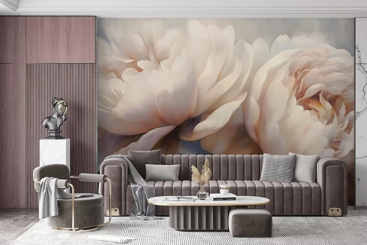 wall murals Delicate peonies w04225