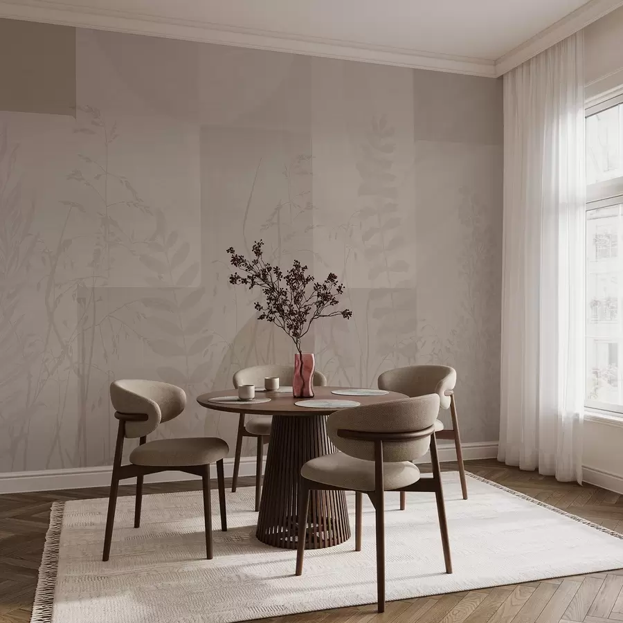 wall murals Abstraction with plants, geometry w04240