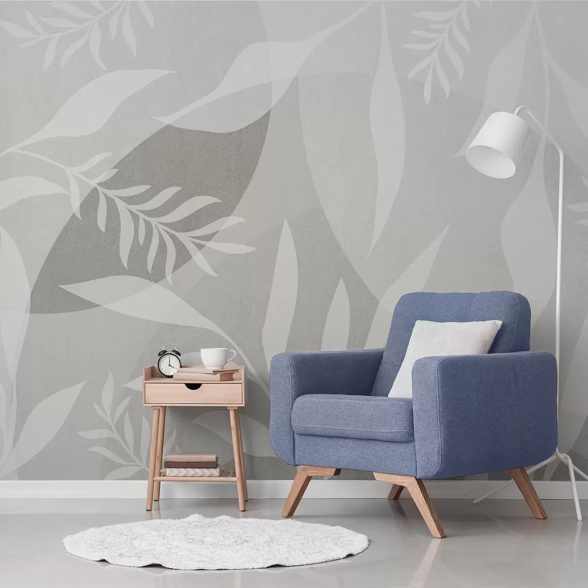 wall murals Silhouettes of twigs against a background of abstract circles w04270