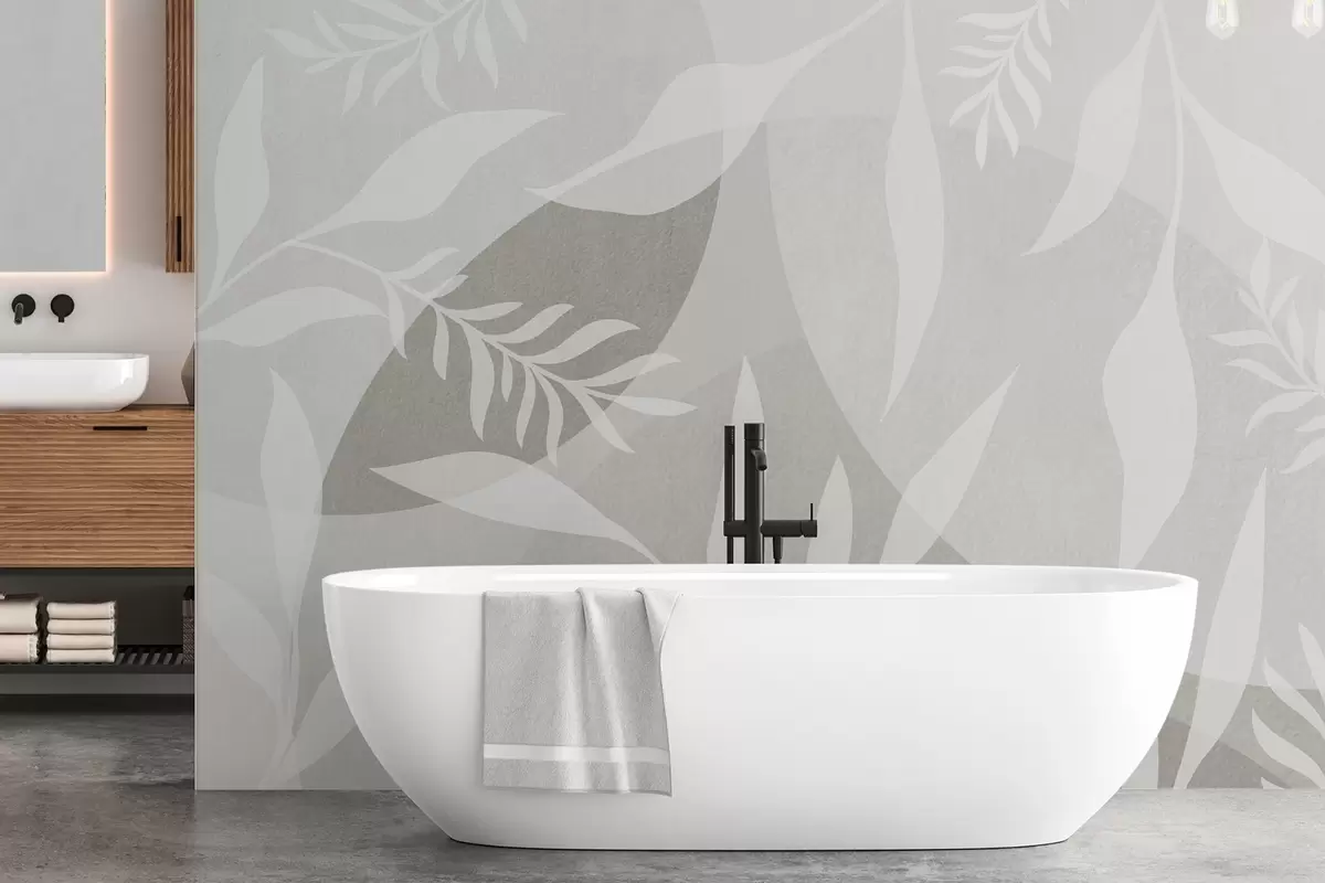 wall murals Silhouettes of twigs against a background of abstract circles w04270