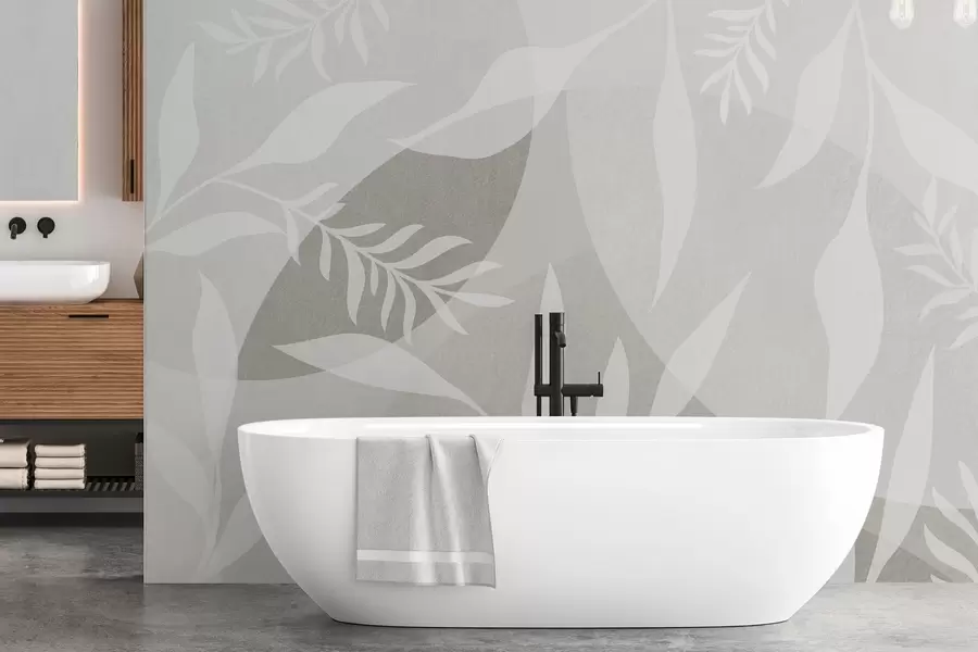 wall murals Silhouettes of twigs against a background of abstract circles w04270