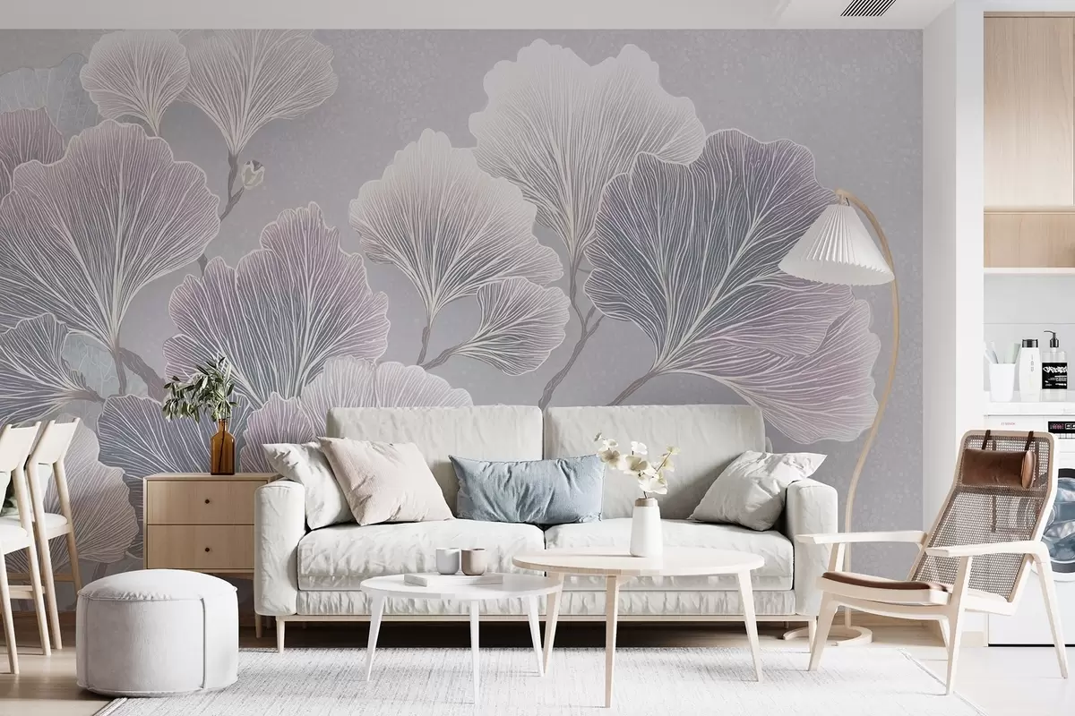 wall murals Branch of leaves in blue shades w09249v1