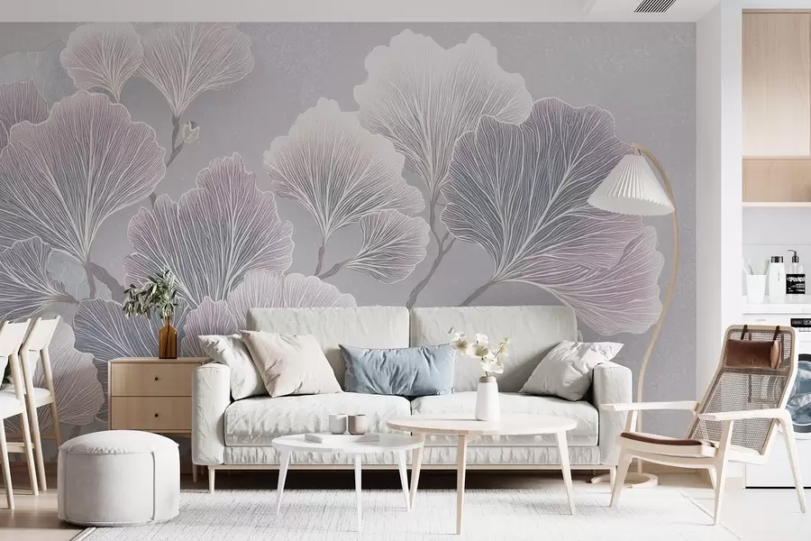 wall murals Branch of leaves in blue shades w09249v1