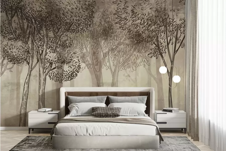 wall murals Lush leafy trees w04251