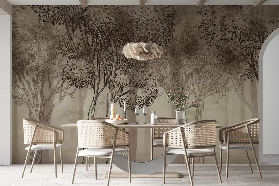 wall murals Lush leafy trees w04251