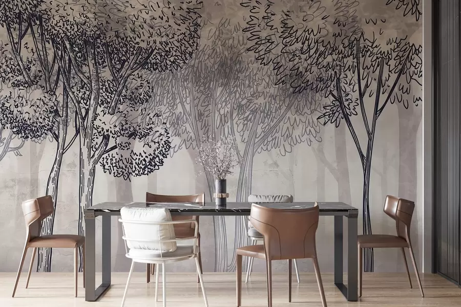 wall murals Lush leafy trees w04251v1