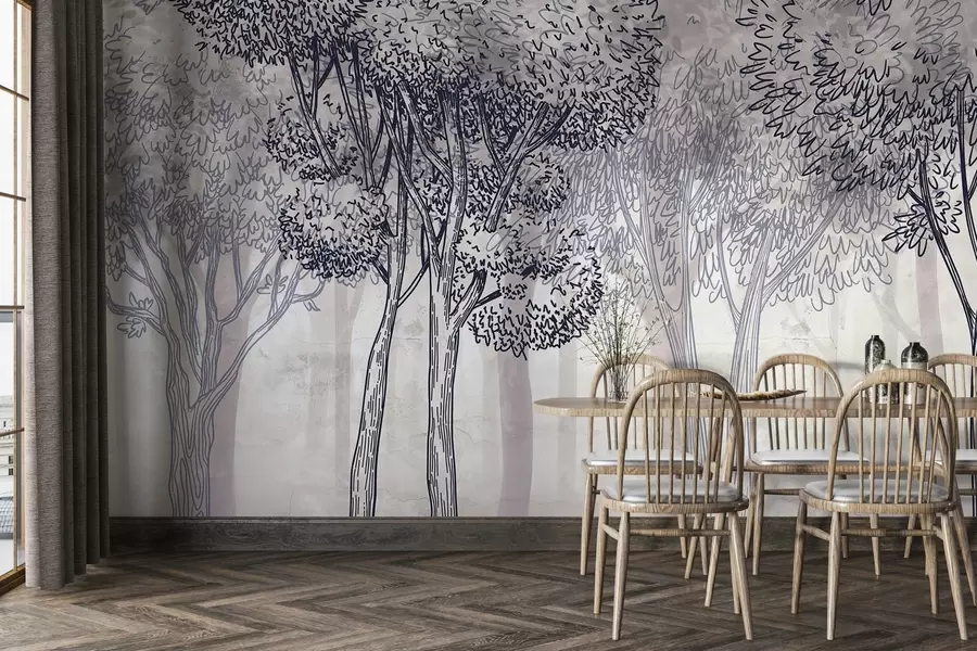 wall murals Lush leafy trees w04251v1