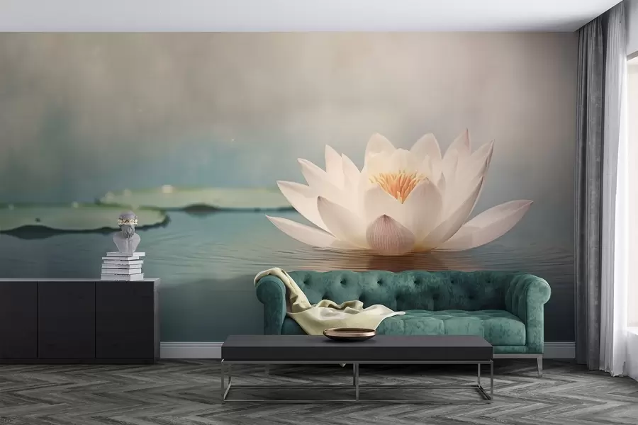 wall murals White lotus flower on the water w04272