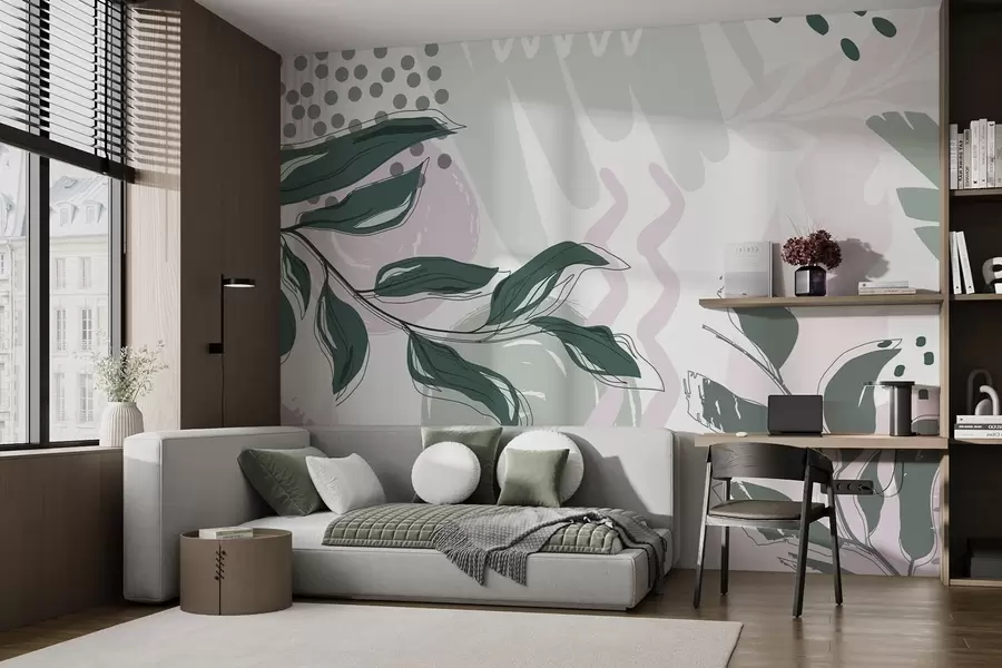 wall murals Abstract leaves w04281v2