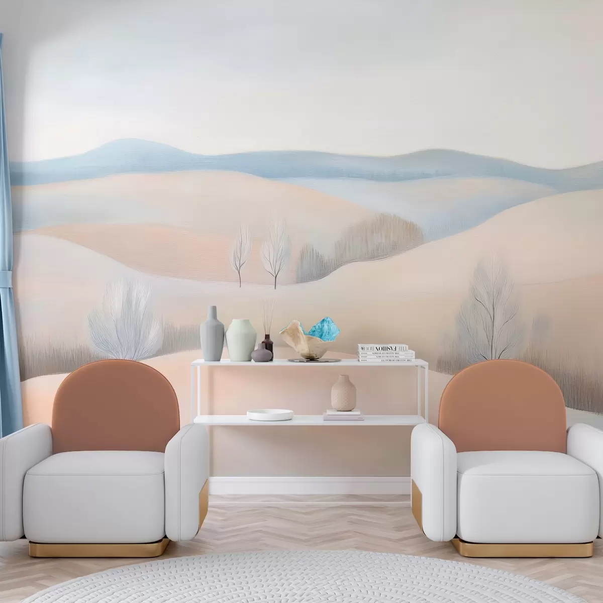 wall murals landscape in the style of a pastel drawing w04077