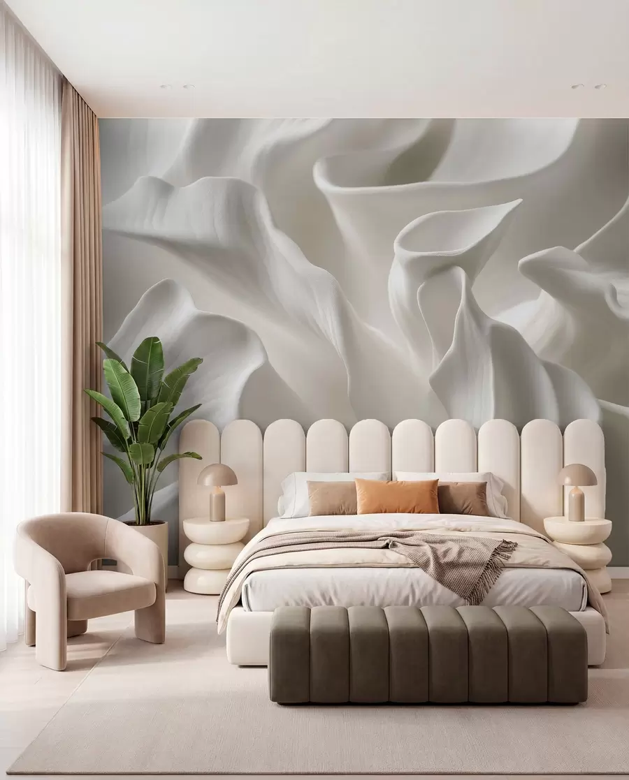 wall murals wavy petals with imitation of volume w04212