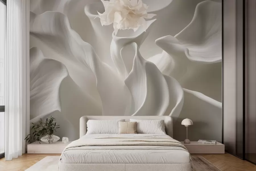 wall murals wavy petals with imitation of volume w04212