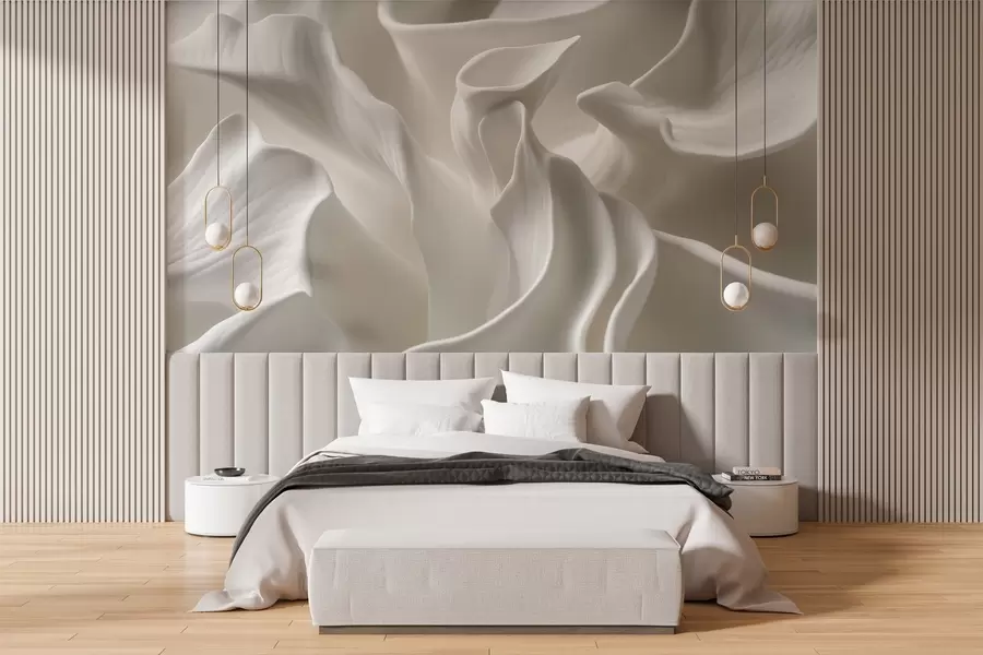 wall murals wavy petals with imitation of volume w04212
