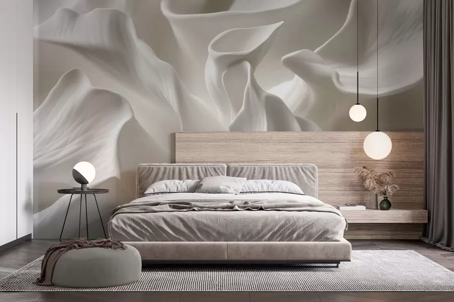 wall murals wavy petals with imitation of volume w04212