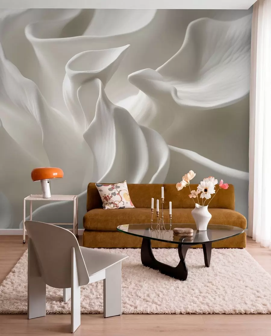 wall murals wavy petals with imitation of volume w04212