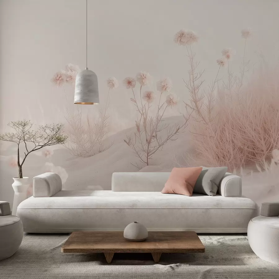 wall murals delicate dried flowers among the sand w04213