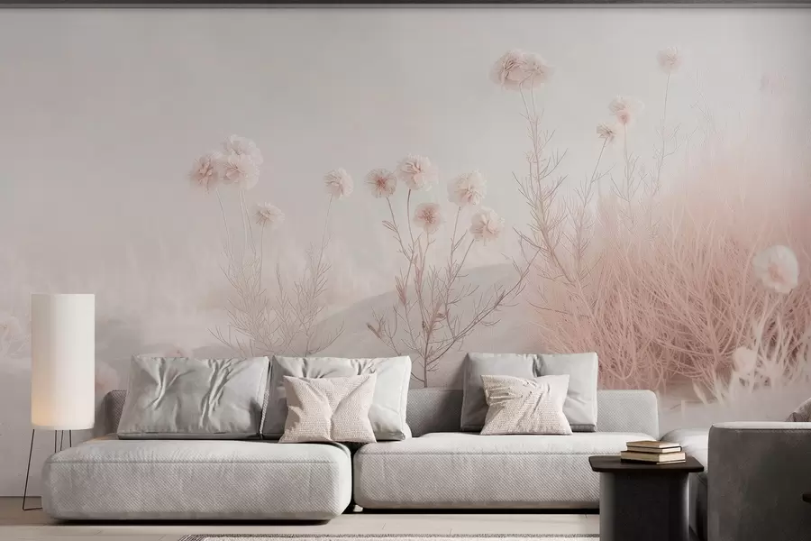 wall murals delicate dried flowers among the sand w04213