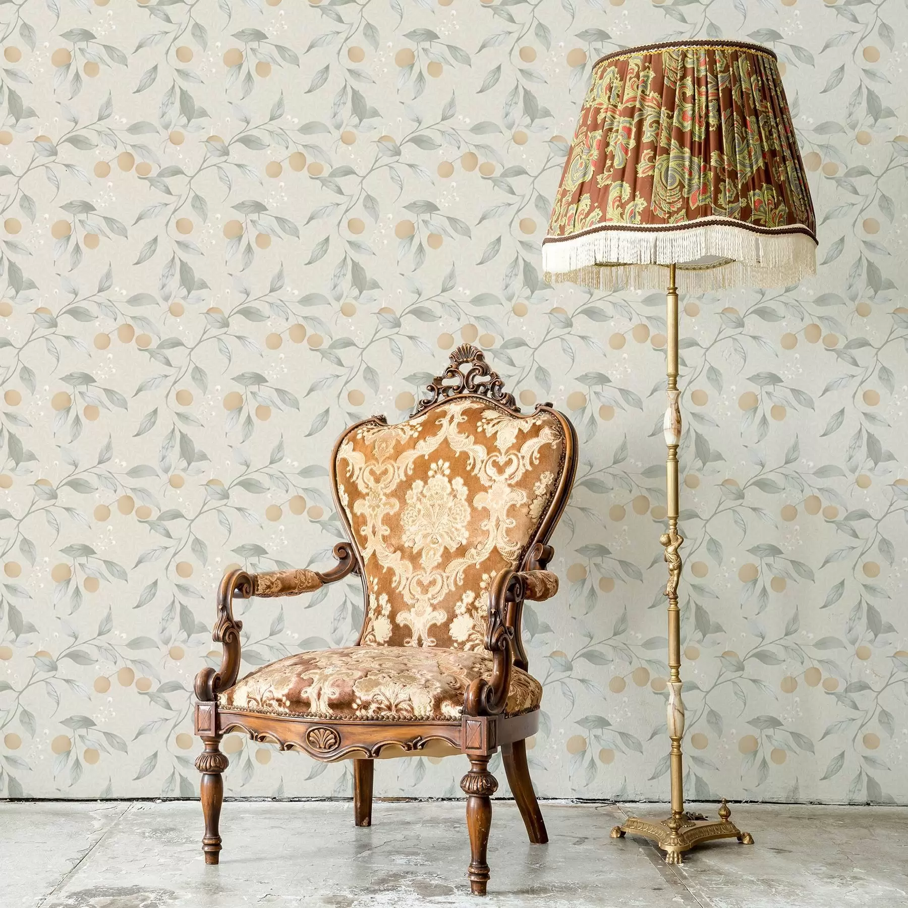 wall murals Light branches with orange berries a00344