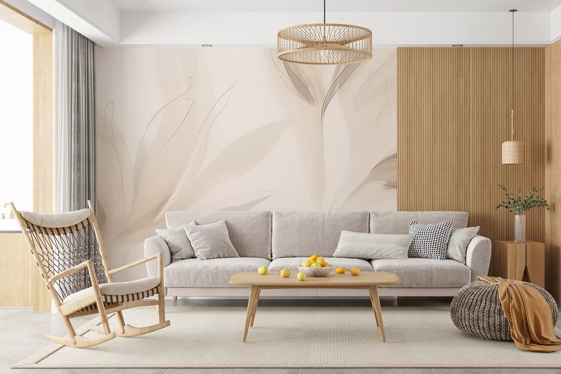 wall murals Light abstract leaves w04243