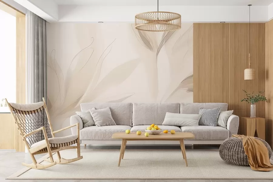 wall murals Light abstract leaves w04243