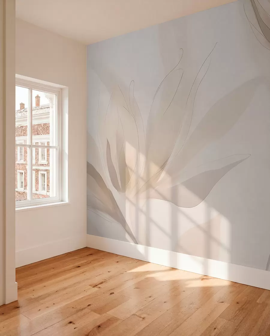 wall murals Light abstract leaves w04243