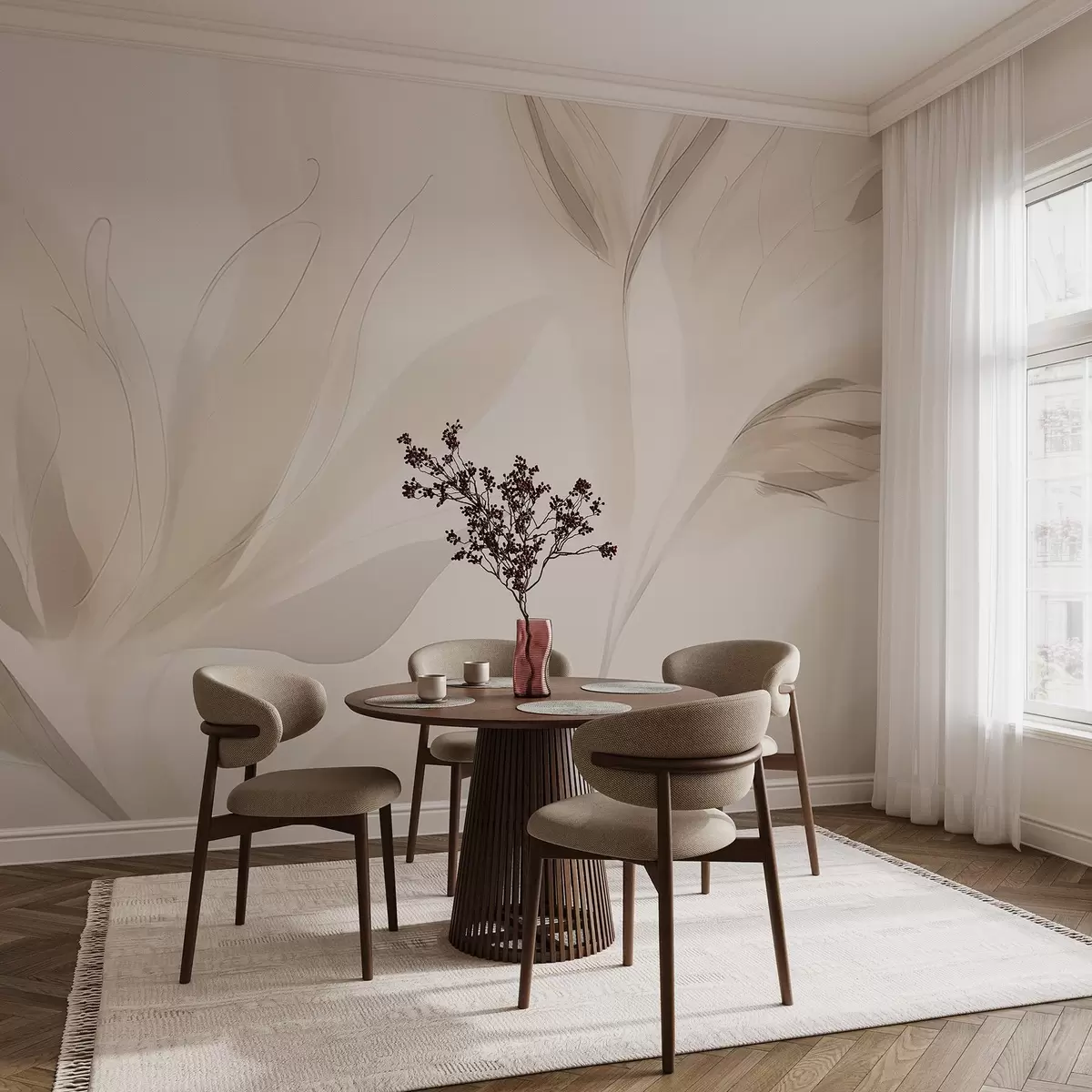 wall murals Light abstract leaves w04243
