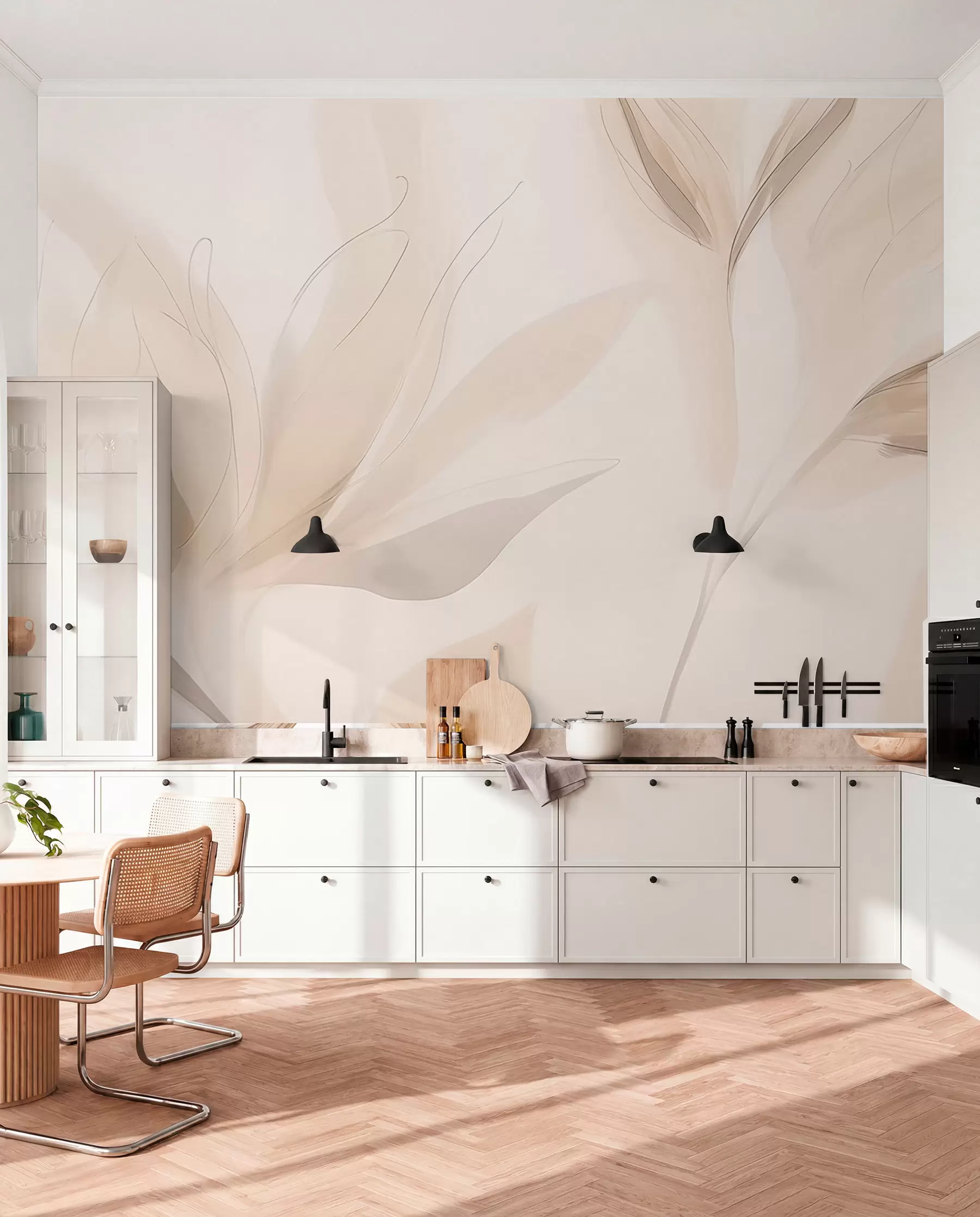 wall murals Pale Leaf Waves w04243