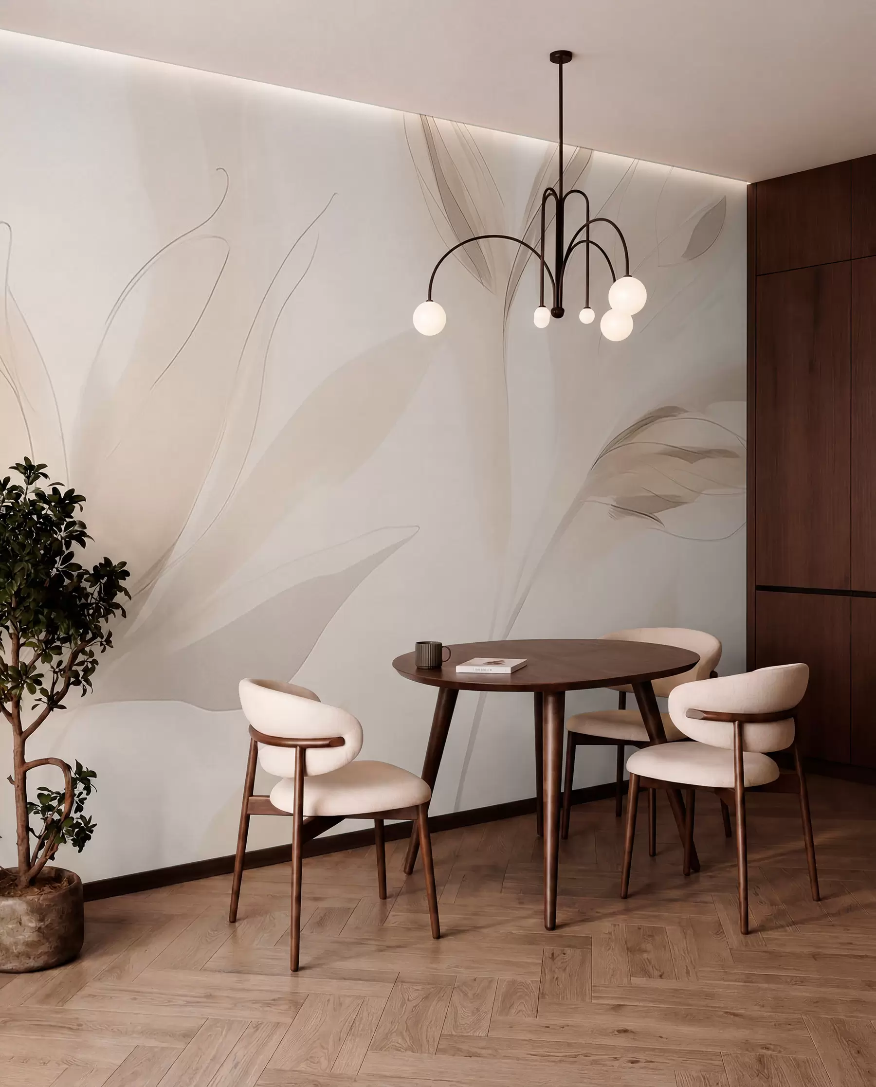 wall murals Pale Leaf Waves w04243