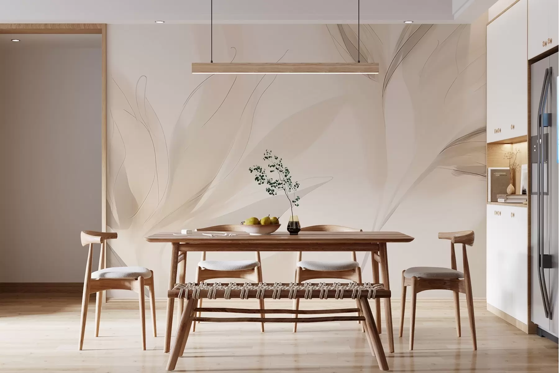 wall murals Light abstract leaves w04243