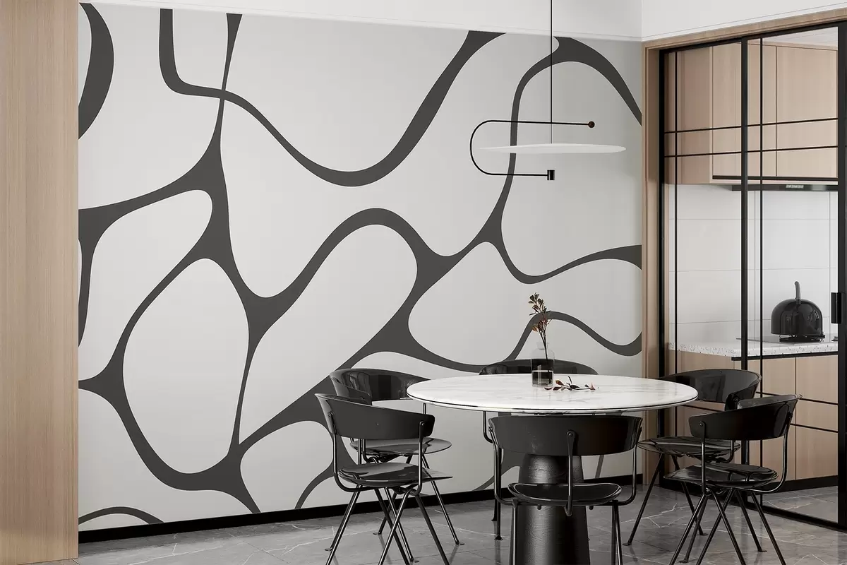 wall murals Abstract pattern with curved lines w04274