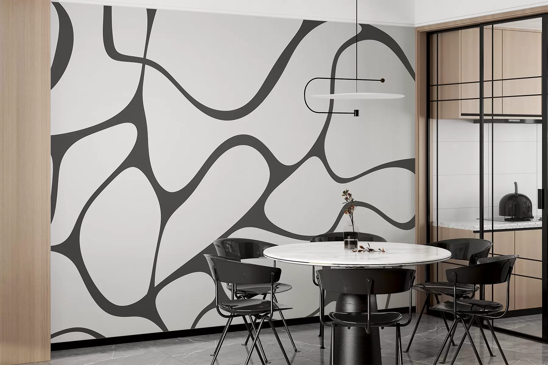 wall murals Abstract pattern with curved lines w04274