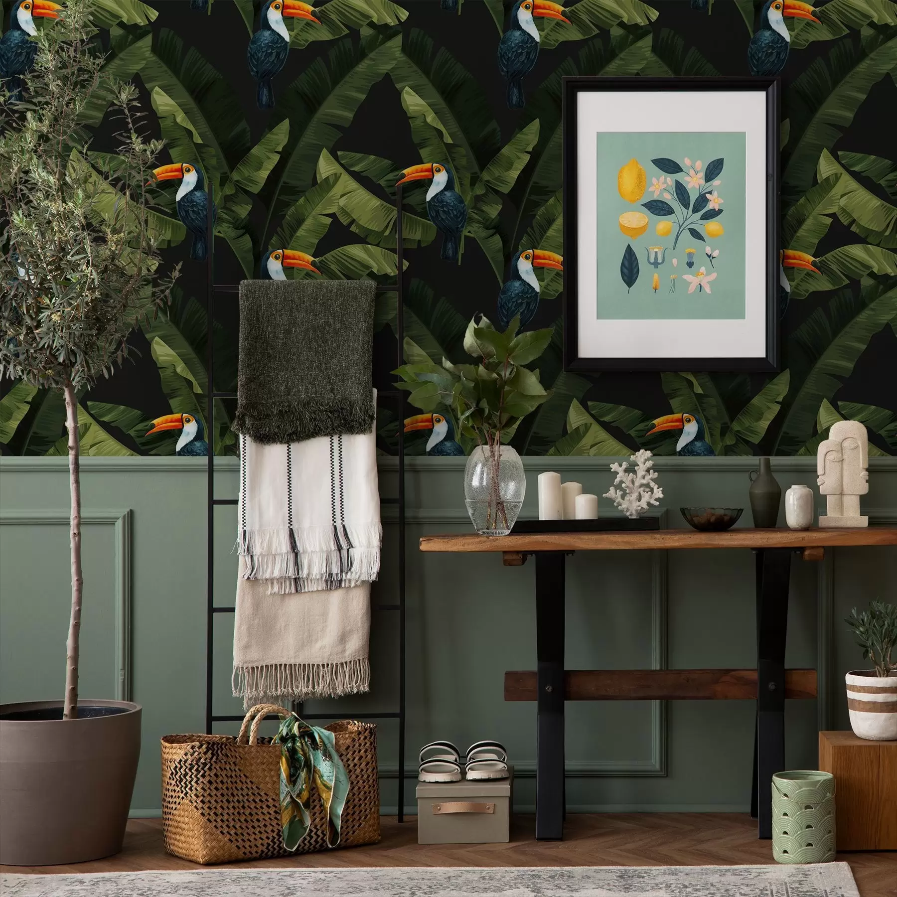 wall murals Toucan in Tropical Leaves a00415