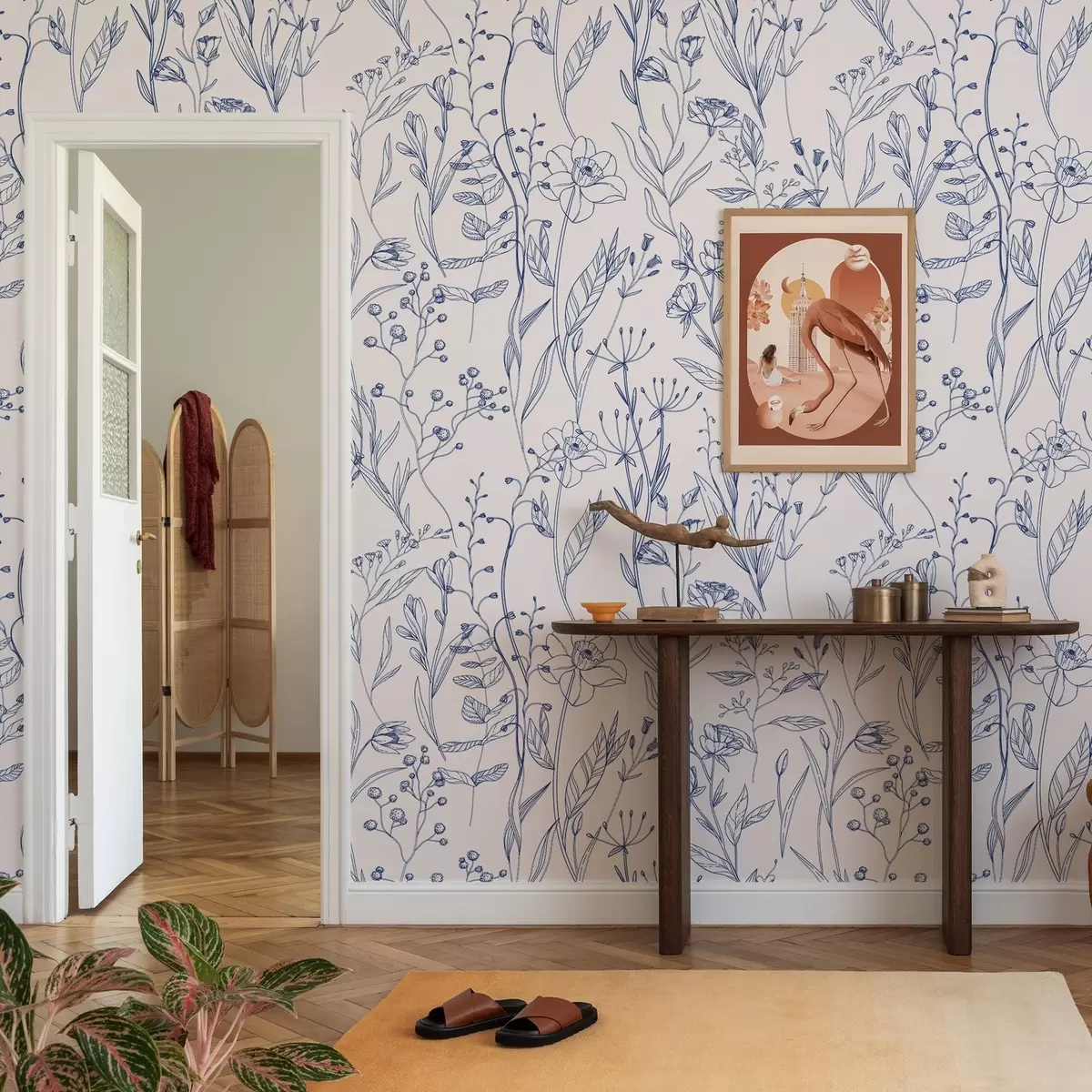 Wallpaper Minimalist Wildflowers