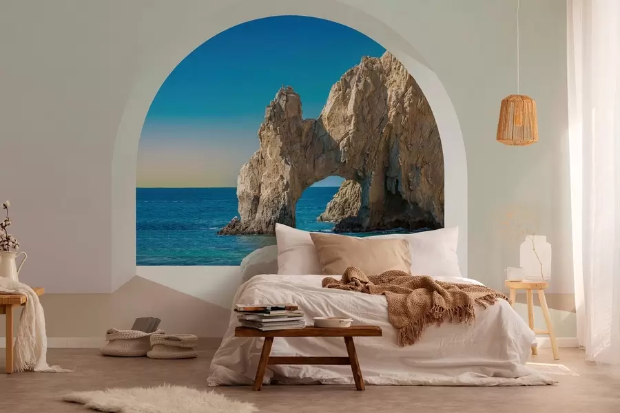 wall murals view of the sea and rock through the arch w04286