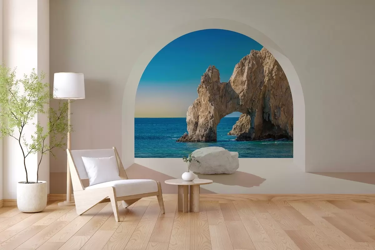 wall murals view of the sea and rock through the arch w04286